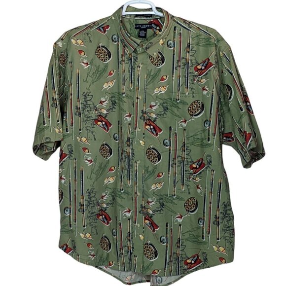 IVY CREW CLASSICS Fishing Themed Short Sleeve Button Down Shirt Size XXL - Picture 12 of 12